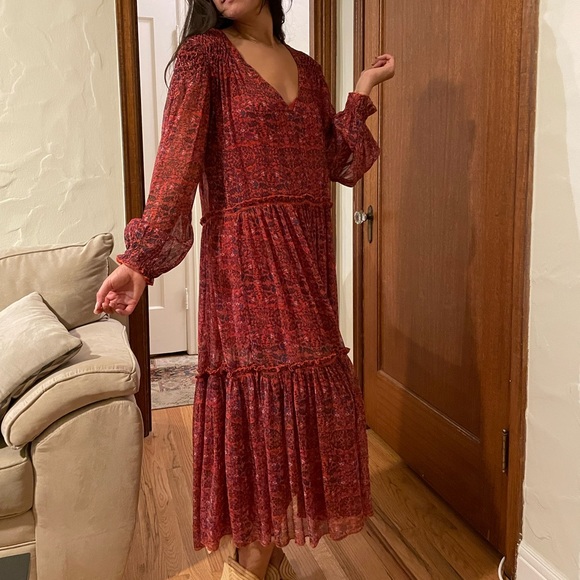 Free people tiered crinkle chiffon dress - Picture 2 of 7